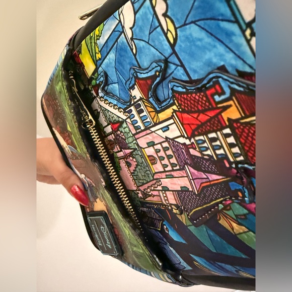 Disney Loungefly Stained Glass Beauty and the Beast Mini Backpack main image 2